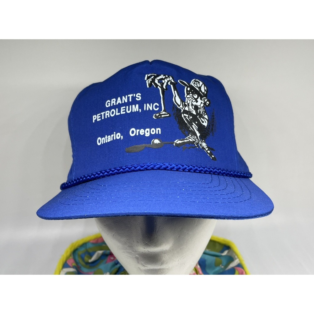 Vintage Grants Petroleum Oregon Oil Gas Advertising Rope Strapback Hat Cap